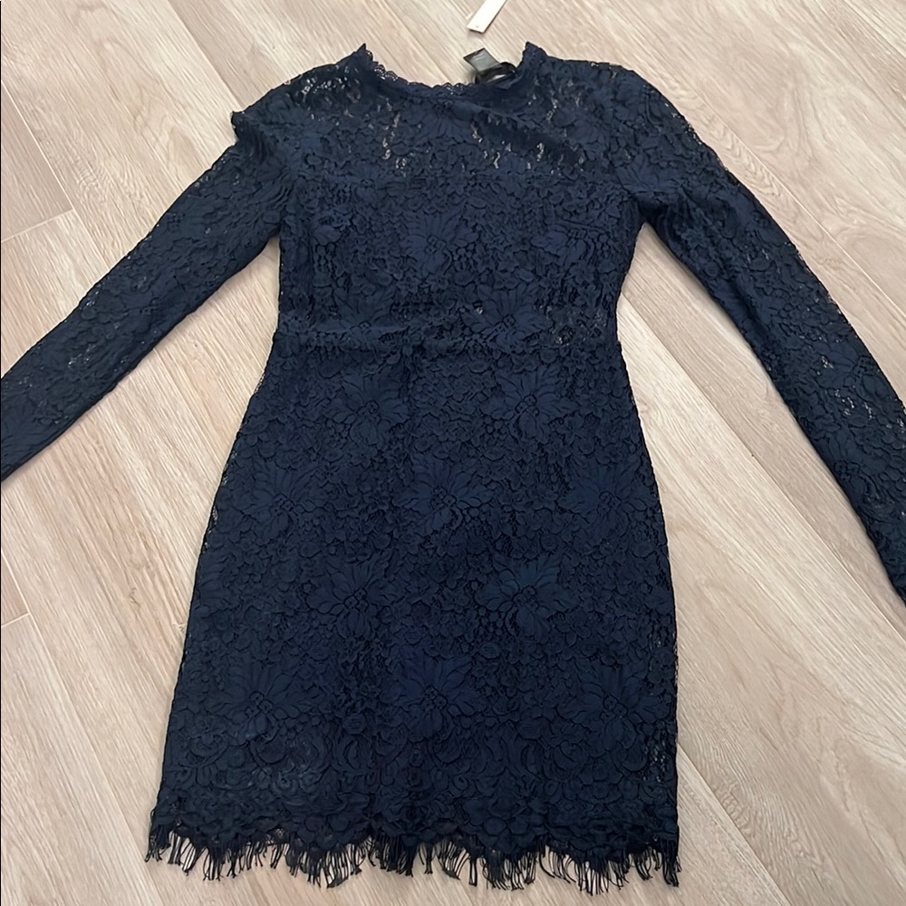 Aqua Black Long Sleeve Sheath Dress